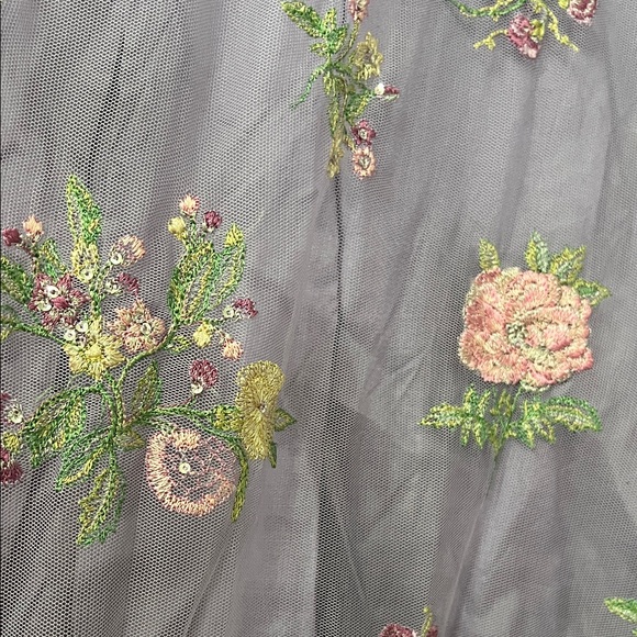 Ethnic Purple Floral Embroidered Sheer Women's Dress - Picture 5 of 6